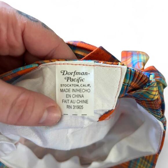 Vintage Dorfman Pacific wide brimmed retro plaid summer gardening hat main image 4